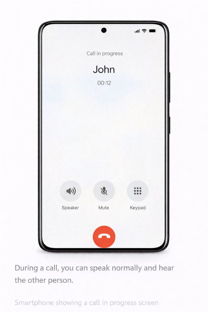 Smartphone showing a call in progress screen