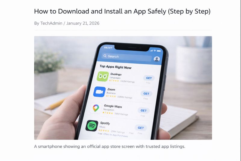 A smartphone showing an official app store screen with trusted app listings.