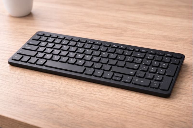 A computer keyboard used for typing letters and numbers