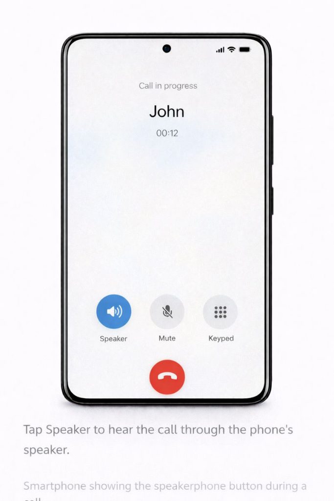 Smartphone showing the speakerphone button during a call