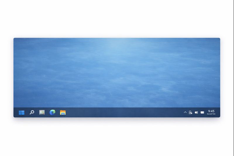 A computer desktop screen showing a blue background and a taskbar at the bottom with various icons including a Start button, search bar, and system indicators.