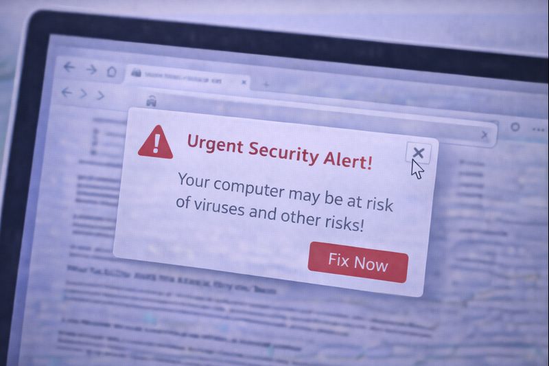 “A web page showing a pop-up message with a close button.”