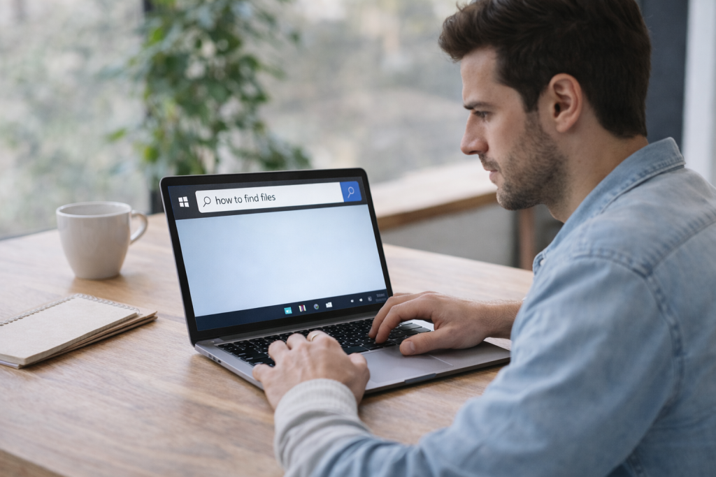 person searching for a file on a computer