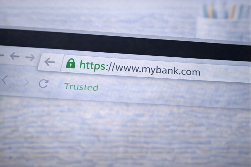A website address bar showing a secure and trusted website