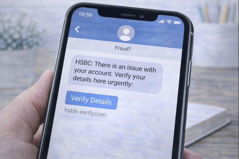 A smartphone showing a suspicious text message asking for personal information.