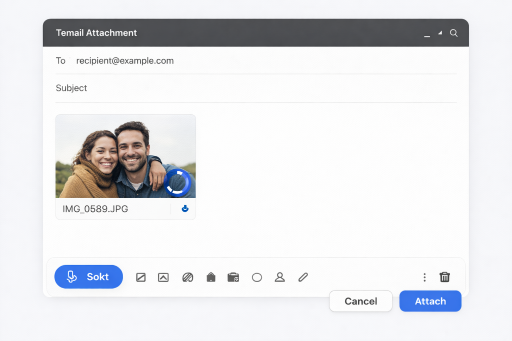 choosing a photo to attach to an email