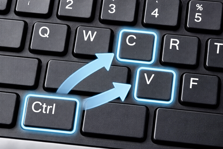 Ctrl C and Ctrl V keyboard keys for copying and pasting