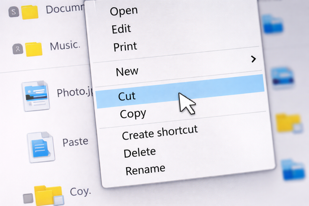 right click menu showing copy and paste options
