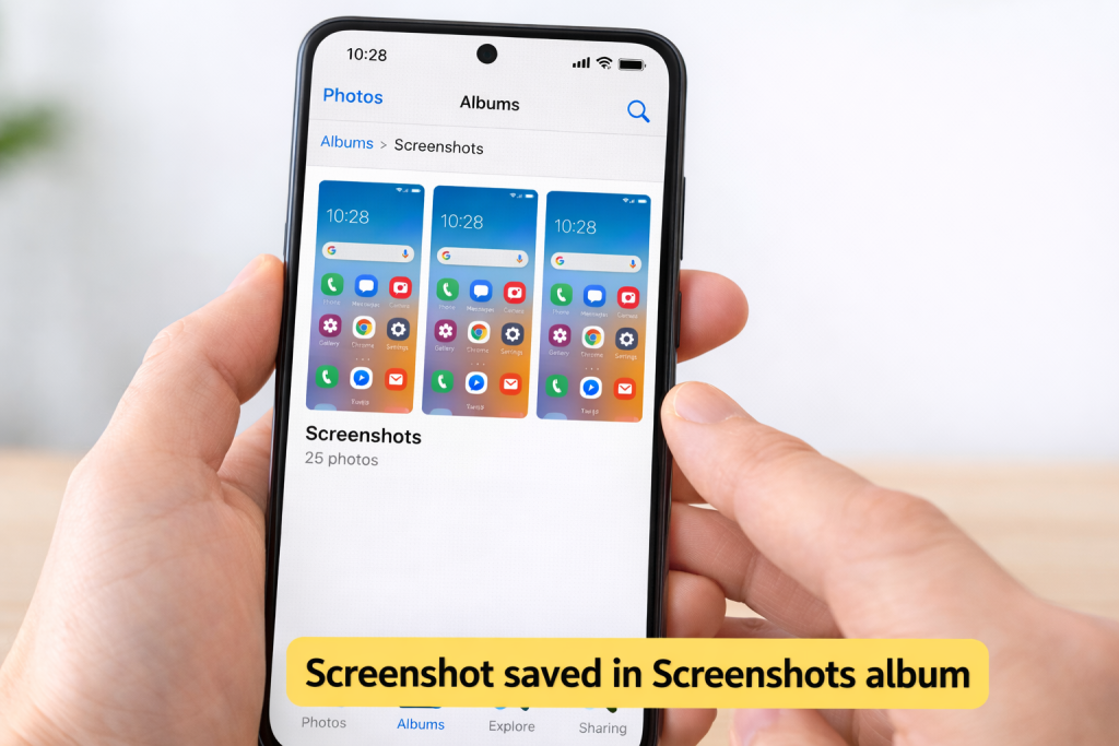 screenshot saved in the screenshots album on a smartphone