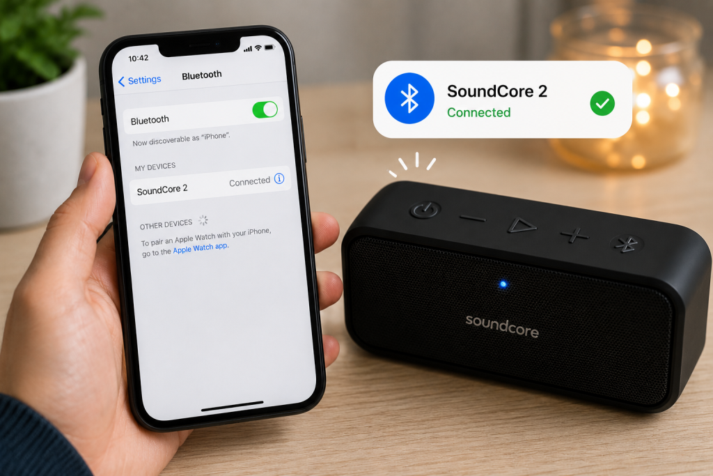 Bluetooth speaker successfully pairing with smartphone