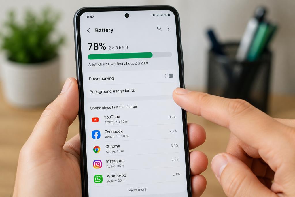 smartphone settings screen showing battery saving options