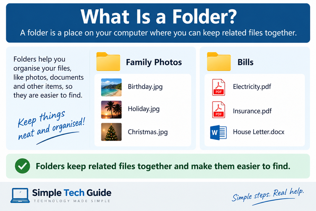 Example of Windows folders being used to organise photos and documents