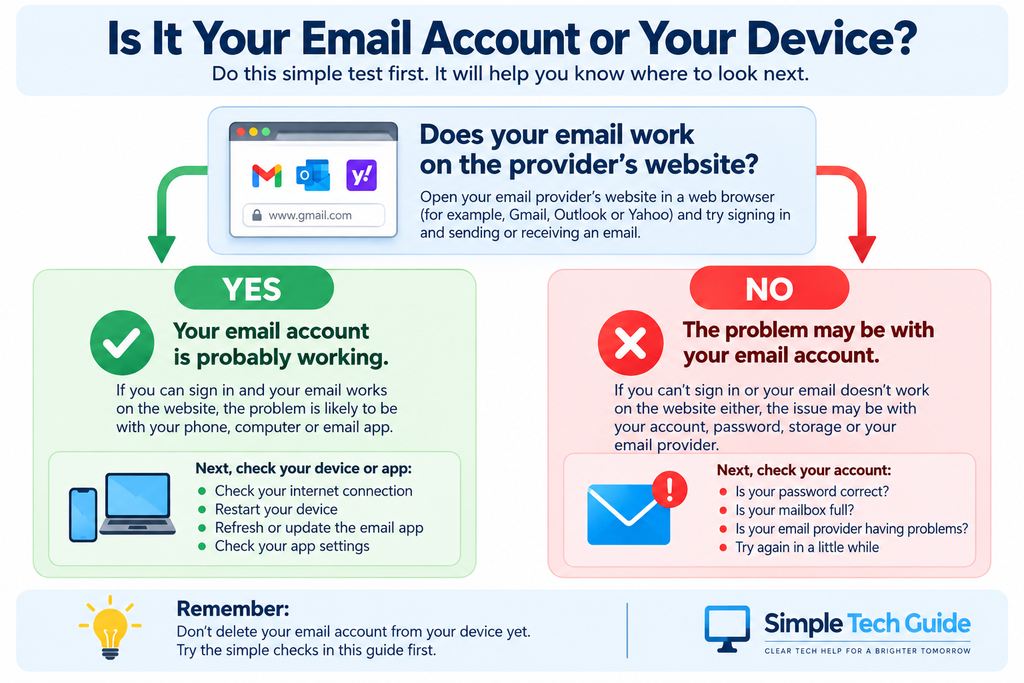 How to tell if an email problem is your account app or device