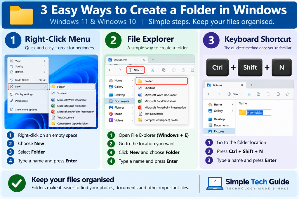 Three easy ways to create a folder in Windows 11 and Windows 10