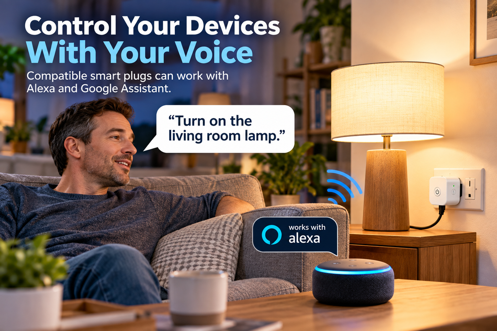 Using voice control to turn on a lamp connected to a smart plug