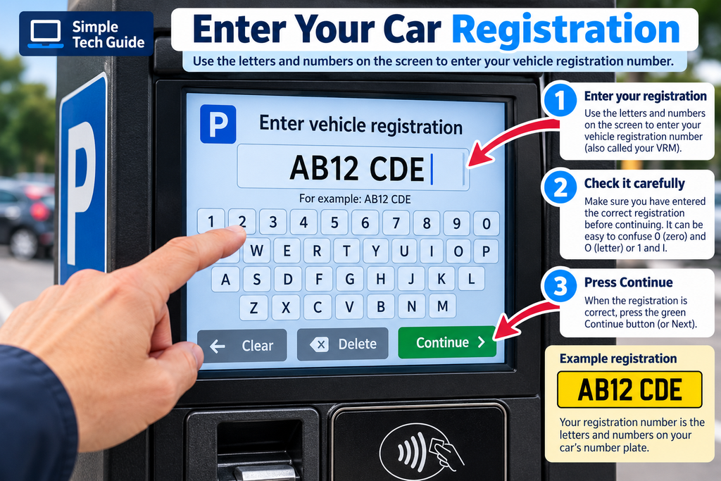 How to enter your car registration into a parking payment machine