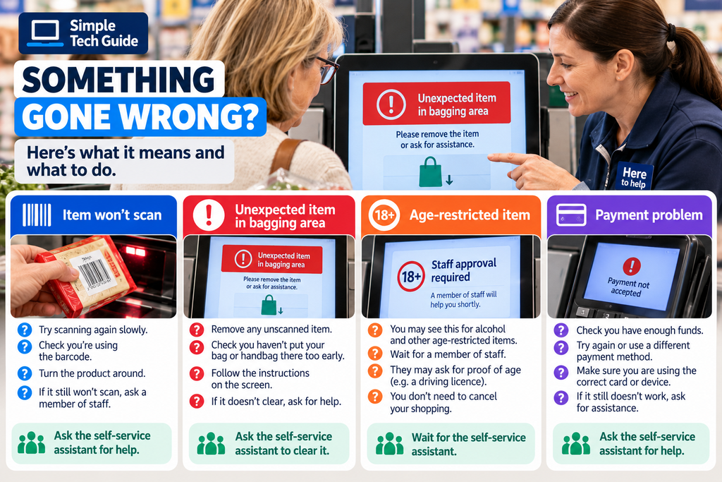 What to do if you need help at a supermarket self-service checkout